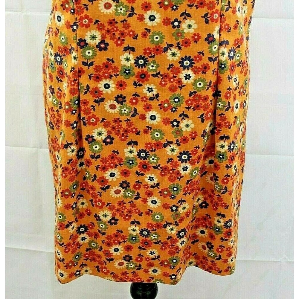 Vintage 60s Dress Womens Handmade Short Sleeve Floral Autumn Size S/M - Picture 4 of 6